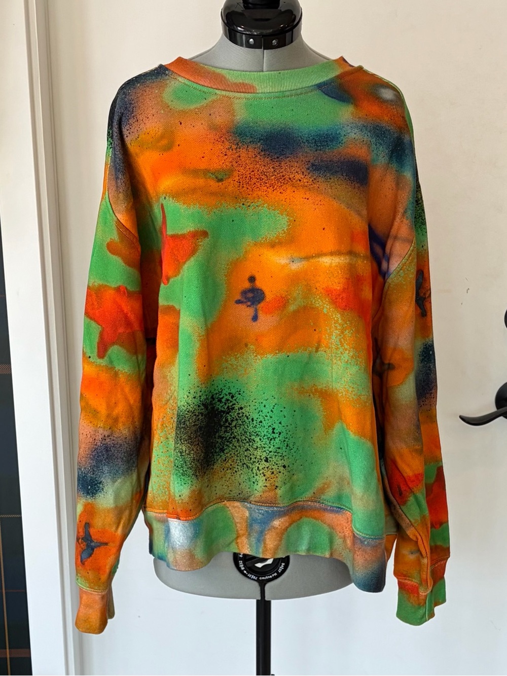 CONVERSE X COME TEES SHAPES CELESTIAL FLEECE CREWNECK, orange/green, like new, L